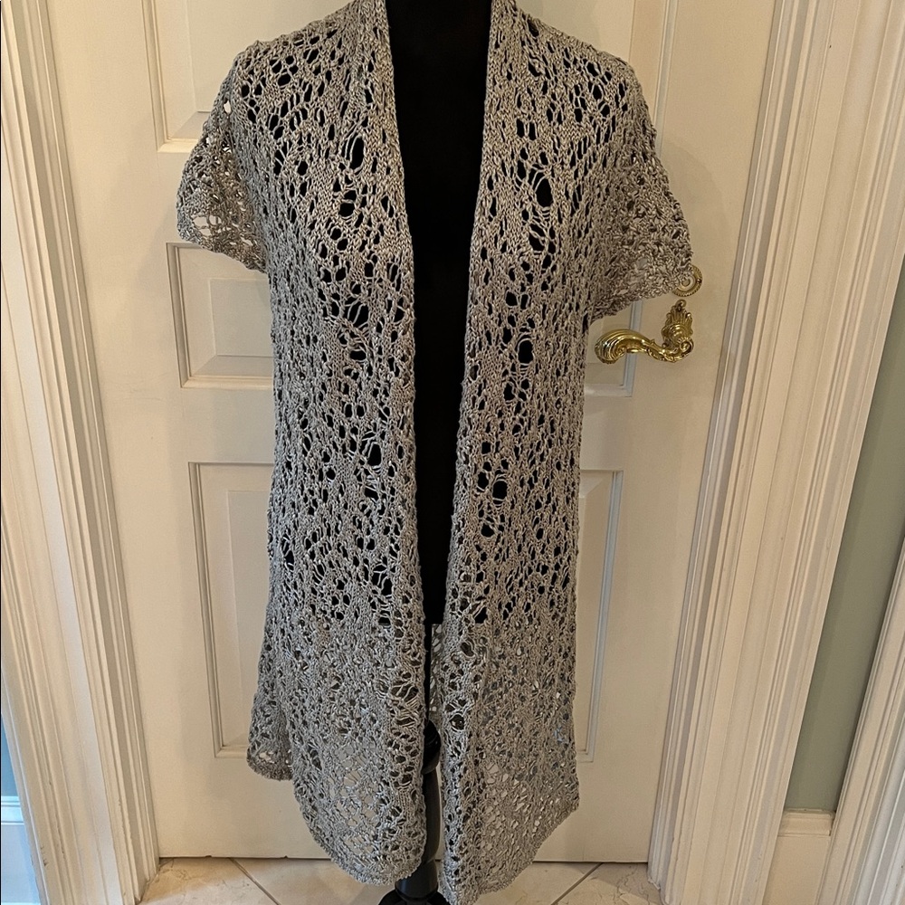 Eileen Fisher Silver Open Knit Sweater